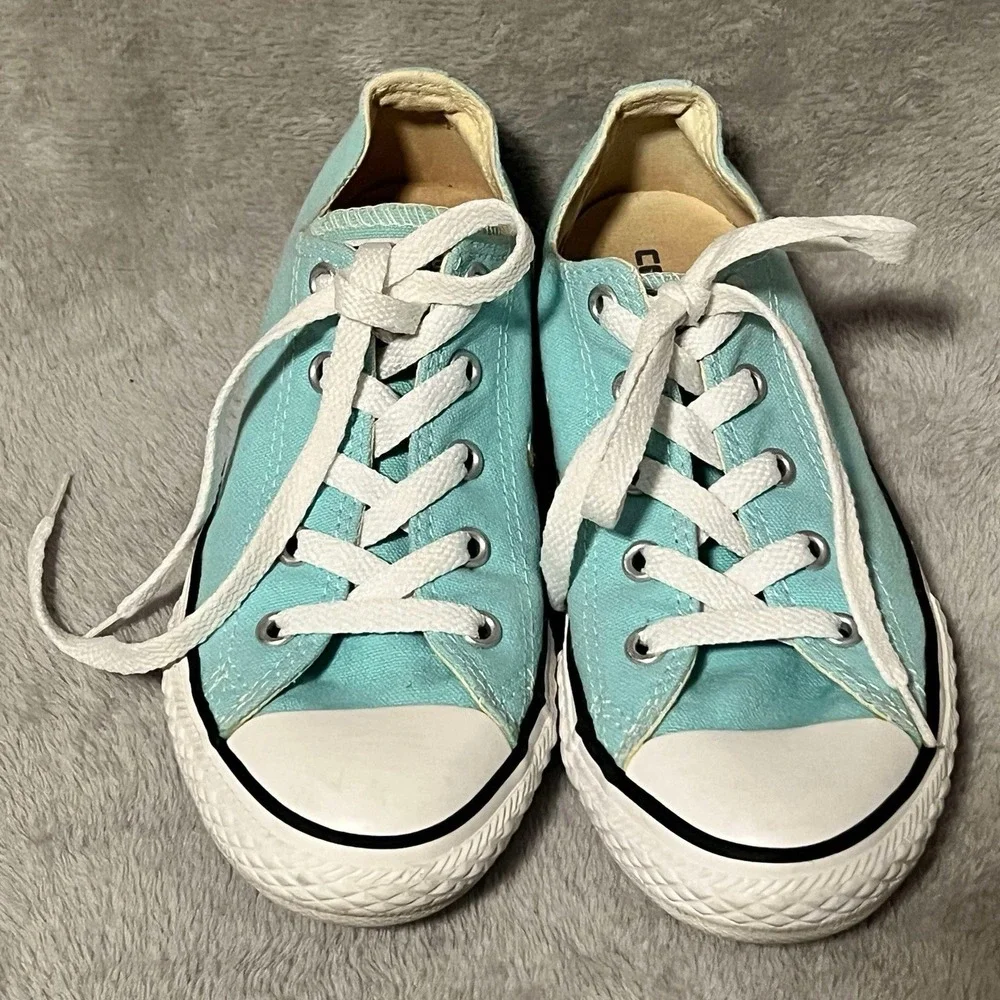 Converse All‎ Star shoes Unisex Youth Size 2 Turquoise Blue Low Top Sneakers
